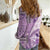 Samoa Siapo Elegant Women Casual Shirt Hibiscus Violet Motifs - Polynesian Pride