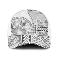 Samoa Siapo Elegant Baseball Net Cap Hibiscus White Motifs - Polynesian Pride