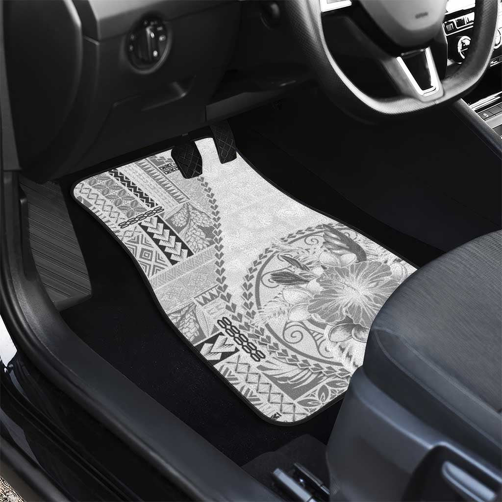 Samoa Siapo Elegant Car Mats Hibiscus White Motifs - Polynesian Pride
