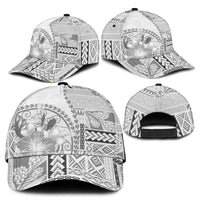Samoa Siapo Elegant Classic Cap Hibiscus White Motifs - Polynesian Pride