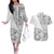 Samoa Siapo Elegant Couples Matching Off The Shoulder Long Sleeve Dress and Hawaiian Shirt Hibiscus White Motifs - Polynesian Pride