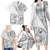 Samoa Siapo Elegant Family Matching Long Sleeve Bodycon Dress and Hawaiian Shirt Hibiscus White Motifs - Polynesian Pride