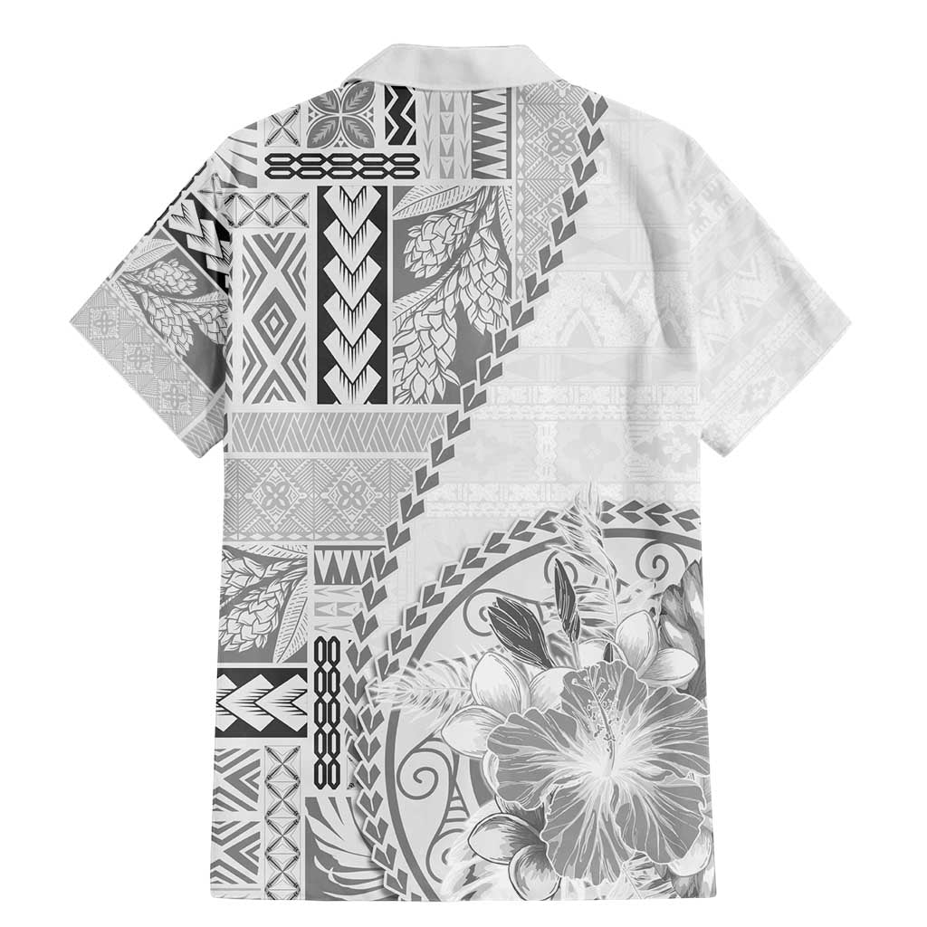 Samoa Siapo Elegant Family Matching Mermaid Dress and Hawaiian Shirt Hibiscus White Motifs - Polynesian Pride