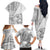 Samoa Siapo Elegant Family Matching Off The Shoulder Long Sleeve Dress and Hawaiian Shirt Hibiscus White Motifs - Polynesian Pride