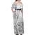 Samoa Siapo Elegant Family Matching Off Shoulder Maxi Dress and Hawaiian Shirt Hibiscus White Motifs - Polynesian Pride