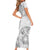 Samoa Siapo Elegant Family Matching Short Sleeve Bodycon Dress and Hawaiian Shirt Hibiscus White Motifs - Polynesian Pride