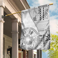 Samoa Siapo Elegant Garden Flag Hibiscus White Motifs - Polynesian Pride