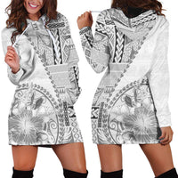 Samoa Siapo Elegant Hoodie Dress Hibiscus White Motifs - Polynesian Pride