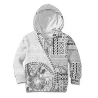 Samoa Siapo Elegant Kid Hoodie Hibiscus White Motifs - Polynesian Pride