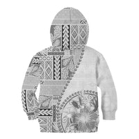 Samoa Siapo Elegant Kid Hoodie Hibiscus White Motifs - Polynesian Pride