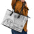 Samoa Siapo Elegant Leather Tote Bag Hibiscus White Motifs - Polynesian Pride