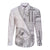 Samoa Siapo Elegant Long Sleeve Button Shirt Hibiscus White Motifs - Polynesian Pride