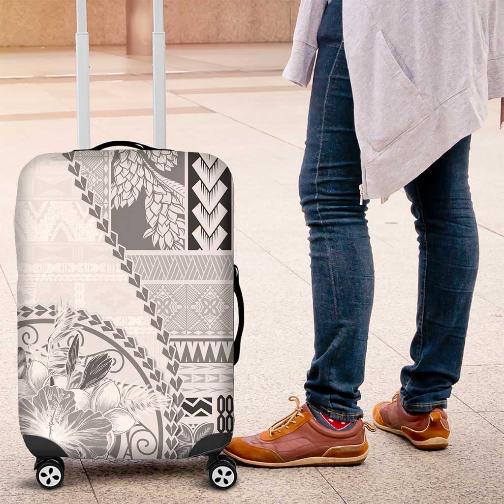 Samoa Siapo Elegant Luggage Cover Hibiscus White Motifs - Polynesian Pride