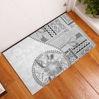 Samoa Siapo Elegant Rubber Doormat Hibiscus White Motifs - Polynesian Pride