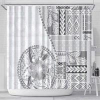 Samoa Siapo Elegant Shower Curtain Hibiscus White Motifs - Polynesian Pride