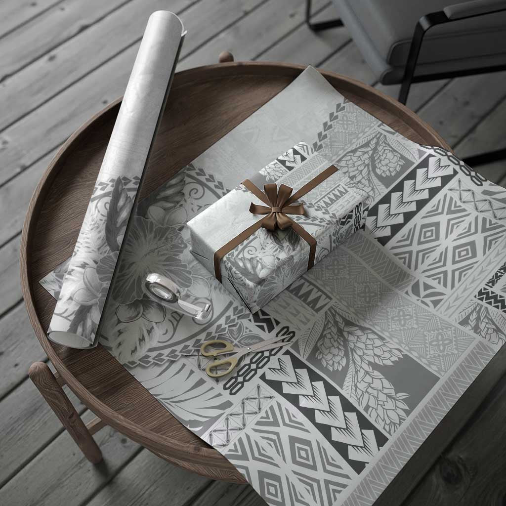 Samoa Siapo Elegant Wrapping Paper Hibiscus White Motifs - Polynesian Pride