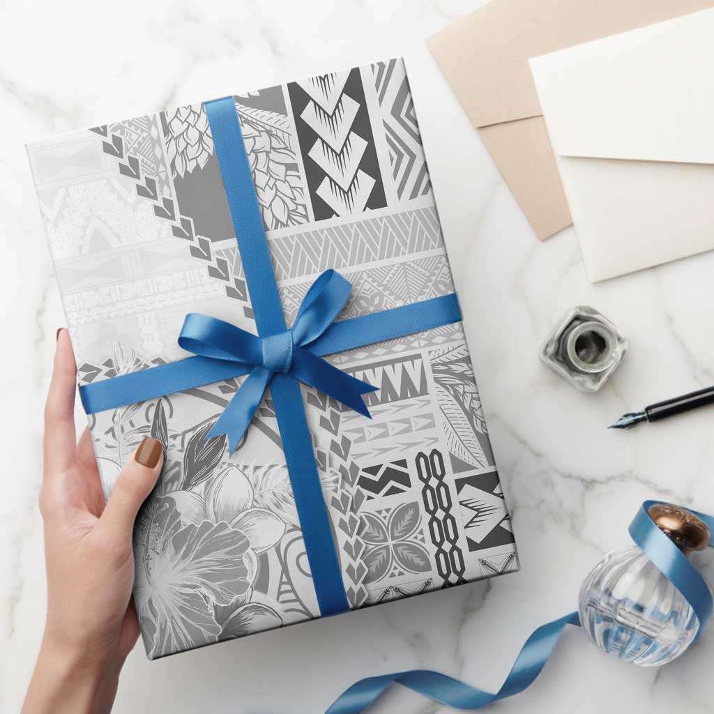 Samoa Siapo Elegant Wrapping Paper Hibiscus White Motifs - Polynesian Pride