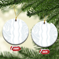 Samoa Lotu Tamaiti Ceramic Ornament Teuila With Tribal Motifs LT05 Circle White - Polynesian Pride