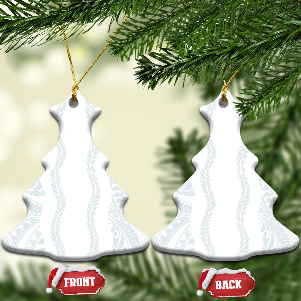 Samoa Lotu Tamaiti Ceramic Ornament Teuila With Tribal Motifs LT05 Christmas Tree White - Polynesian Pride
