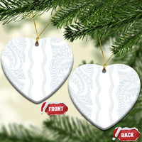 Samoa Lotu Tamaiti Ceramic Ornament Teuila With Tribal Motifs LT05 Heart White - Polynesian Pride