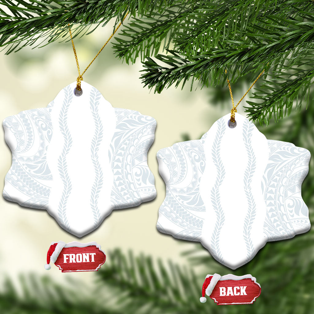 Samoa Lotu Tamaiti Ceramic Ornament Teuila With Tribal Motifs LT05 Snow Flake White - Polynesian Pride