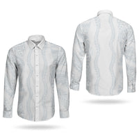 Samoa Lotu Tamaiti Couples Matching Off The Shoulder Long Sleeve Dress and Long Sleeve Button Shirt Teuila With Tribal Motifs