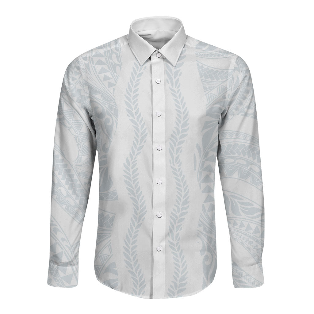 Samoa Lotu Tamaiti Long Sleeve Button Shirt Teuila With Tribal Motifs