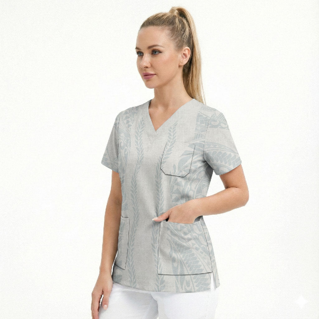 Samoa Lotu Tamaiti Scrub Top Teuila With Tribal Motifs