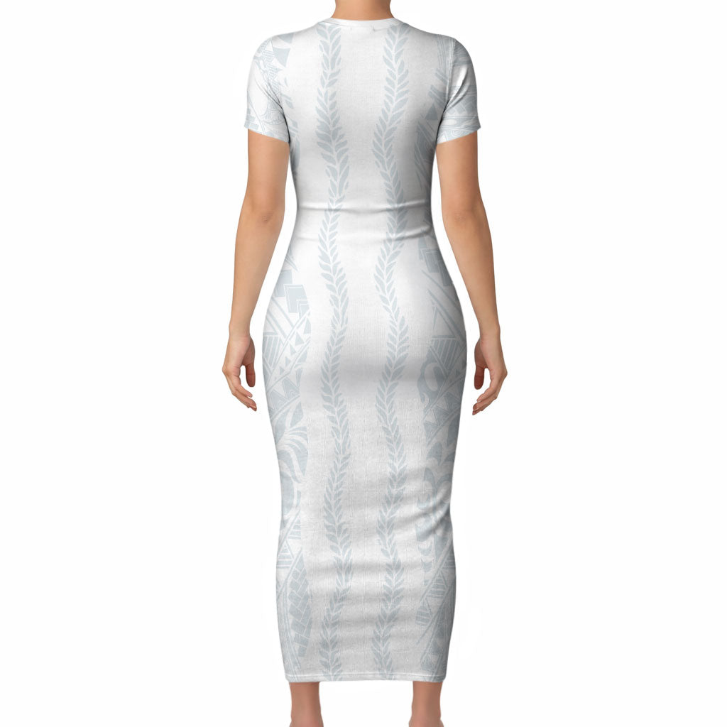 Samoa Lotu Tamaiti Short Sleeve Bodycon Dress Teuila With Tribal Motifs