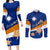 Personalized Marshall Islands Couples Matching Long Sleeve Bodycon Dress and Long Sleeve Button Shirts Manit Day Coat Of Arms With Polynesian Turtle LT05 Blue - Polynesian Pride