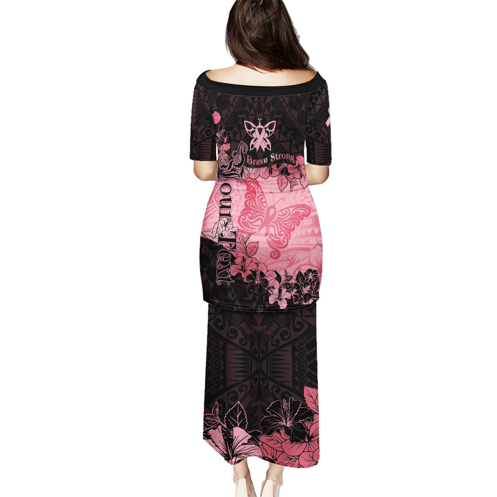 Personalized Breast Cancer Puletasi Survivor Polynesian Ribbon Butterfly LT05 - Polynesian Pride