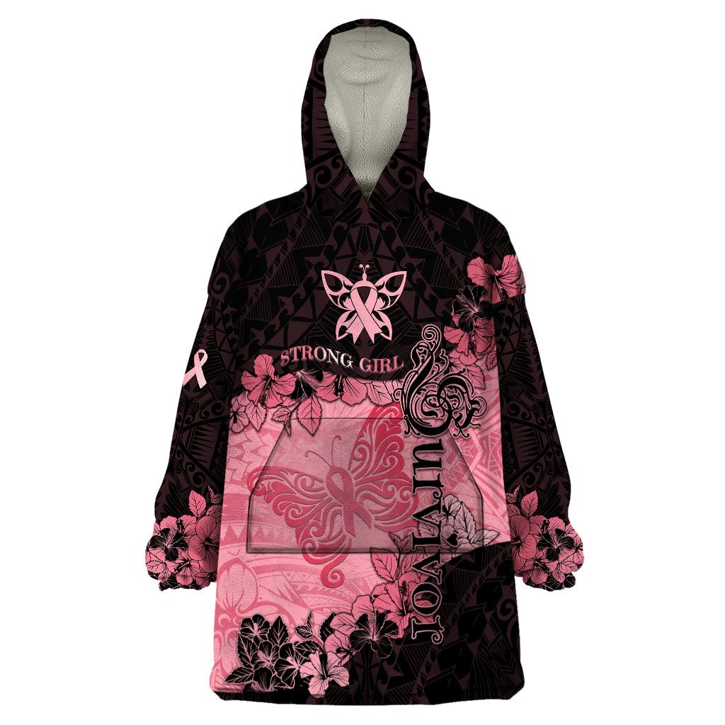 Personalized Breast Cancer Wearable Blanket Hoodie Survivor Polynesian Ribbon Butterfly LT05 One Size Pink - Polynesian Pride