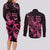 Breast Cancer Awareness Couples Matching Long Sleeve Bodycon Dress and Long Sleeve Button Shirts Ribbon Polynesian Pattern Black Version LT05 - Polynesian Pride