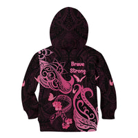 Breast Cancer Awareness Kid Hoodie Ribbon Polynesian Pattern Black Version LT05 - Polynesian Pride