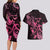 Personalized Breast Cancer Awareness Couples Matching Long Sleeve Bodycon Dress and Hawaiian Shirt Ribbon Polynesian Pattern Black Version LT05 - Polynesian Pride