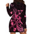 Personalized Breast Cancer Awareness Hoodie Dress Ribbon Polynesian Pattern Black Version LT05 - Polynesian Pride