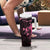 Personalised Breast Cancer Awareness Tumbler With Handle Ribbon Polynesian Pattern Black Version