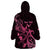 Personalized Breast Cancer Awareness Wearable Blanket Hoodie Ribbon Polynesian Pattern Black Version LT05 - Polynesian Pride