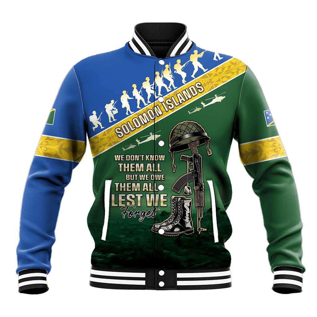 Solomon Islands Remembrance Day Baseball Jacket Lest We Forget