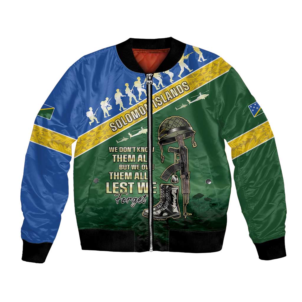 Solomon Islands Remembrance Day Bomber Jacket Lest We Forget