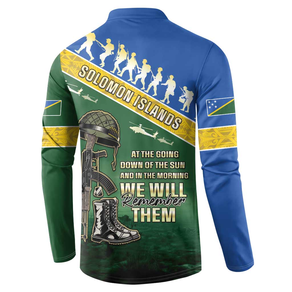 Solomon Islands Remembrance Day Button Sweatshirt Lest We Forget