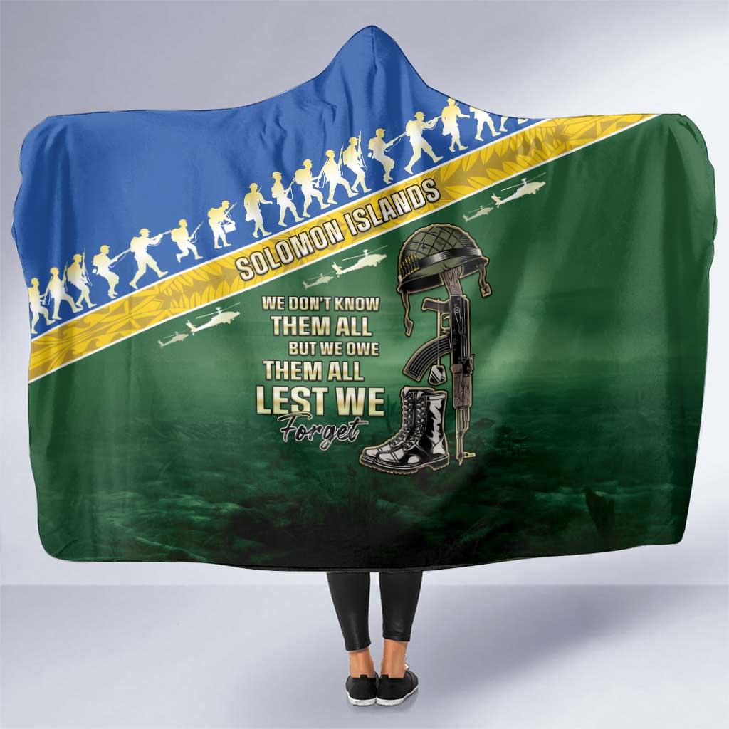 Solomon Islands Remembrance Day Hooded Blanket Lest We Forget