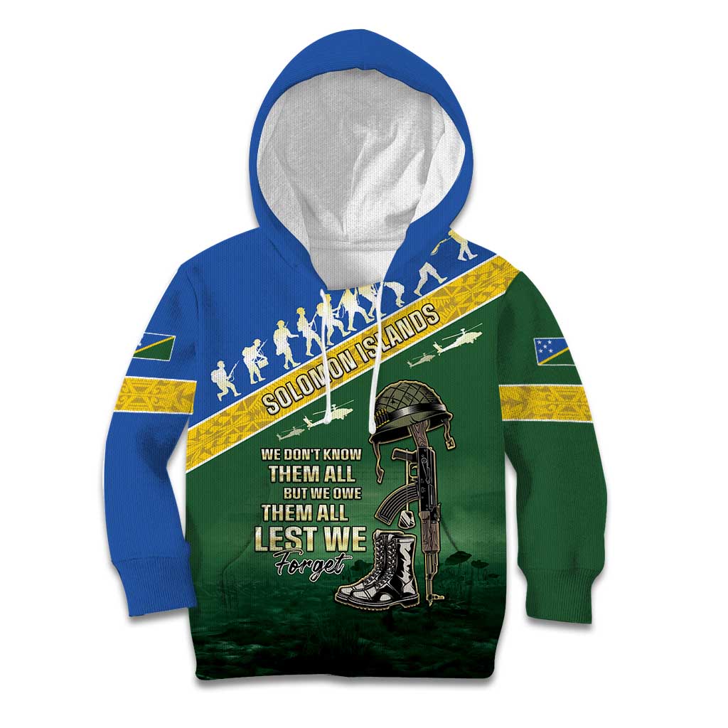 Solomon Islands Remembrance Day Kid Hoodie Lest We Forget