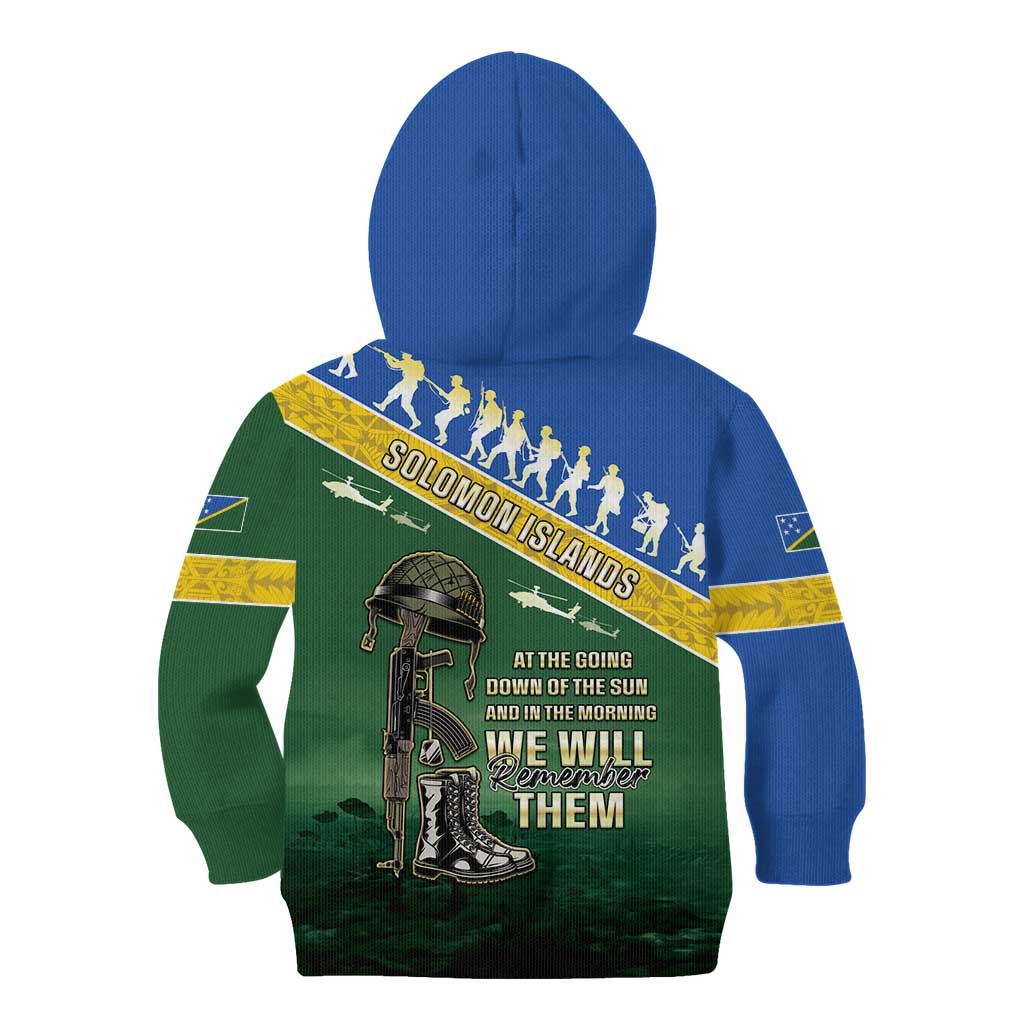 Solomon Islands Remembrance Day Kid Hoodie Lest We Forget