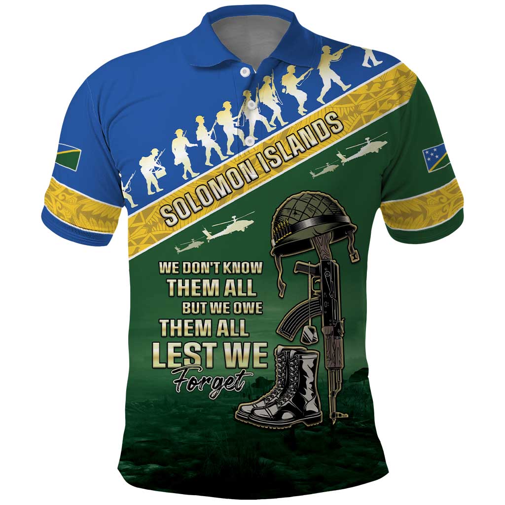 Solomon Islands Remembrance Day Polo Shirt Lest We Forget