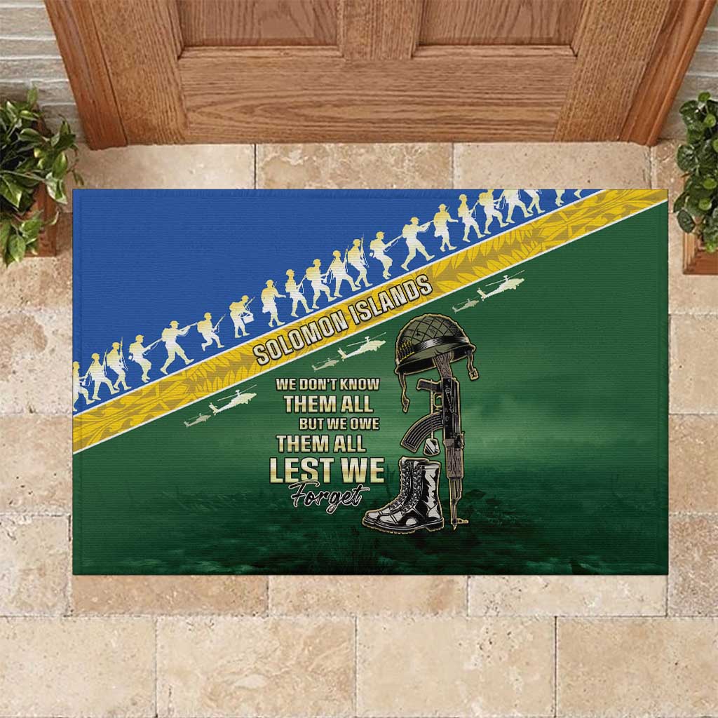 Solomon Islands Remembrance Day Rubber Doormat Lest We Forget