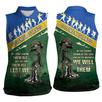 Solomon Islands Remembrance Day Women Sleeveless Polo Shirt Lest We Forget