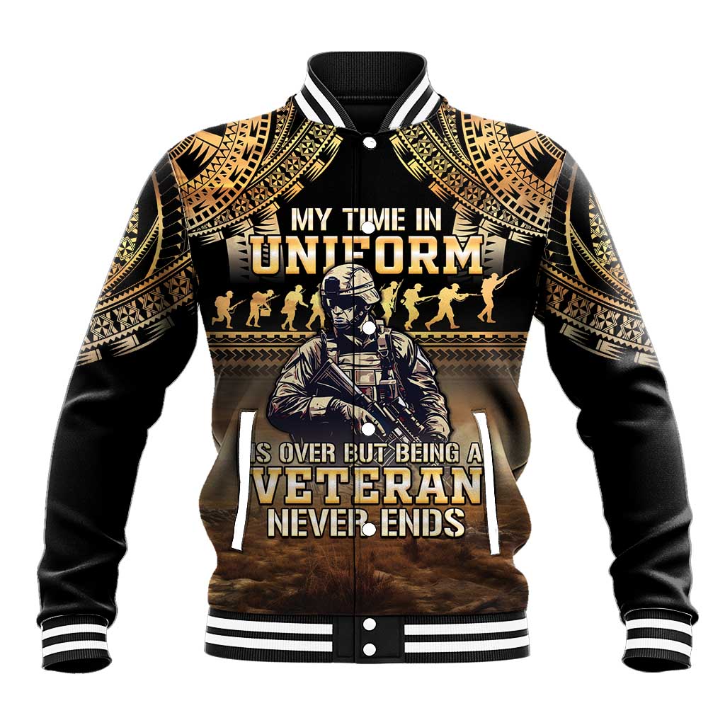 Polynesia Veterans Day Baseball Jacket Thank You Veterans Polynesian Pattern