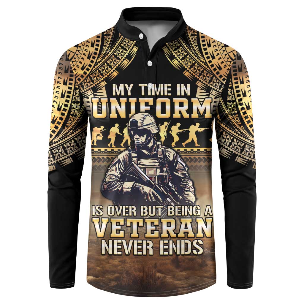 Polynesia Veterans Day Button Sweatshirt Thank You Veterans Polynesian Pattern
