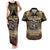 Polynesia Veterans Day Couples Matching Tank Maxi Dress and Hawaiian Shirt Thank You Veterans Polynesian Pattern